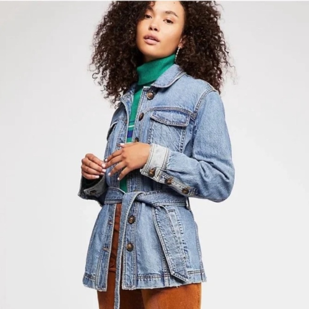 Free People “Heritage” Denim Shacket with Belt